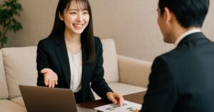 商談をしている女性